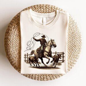 Cowboy Roping T-Shirt – Western Ranch Graphic Tee